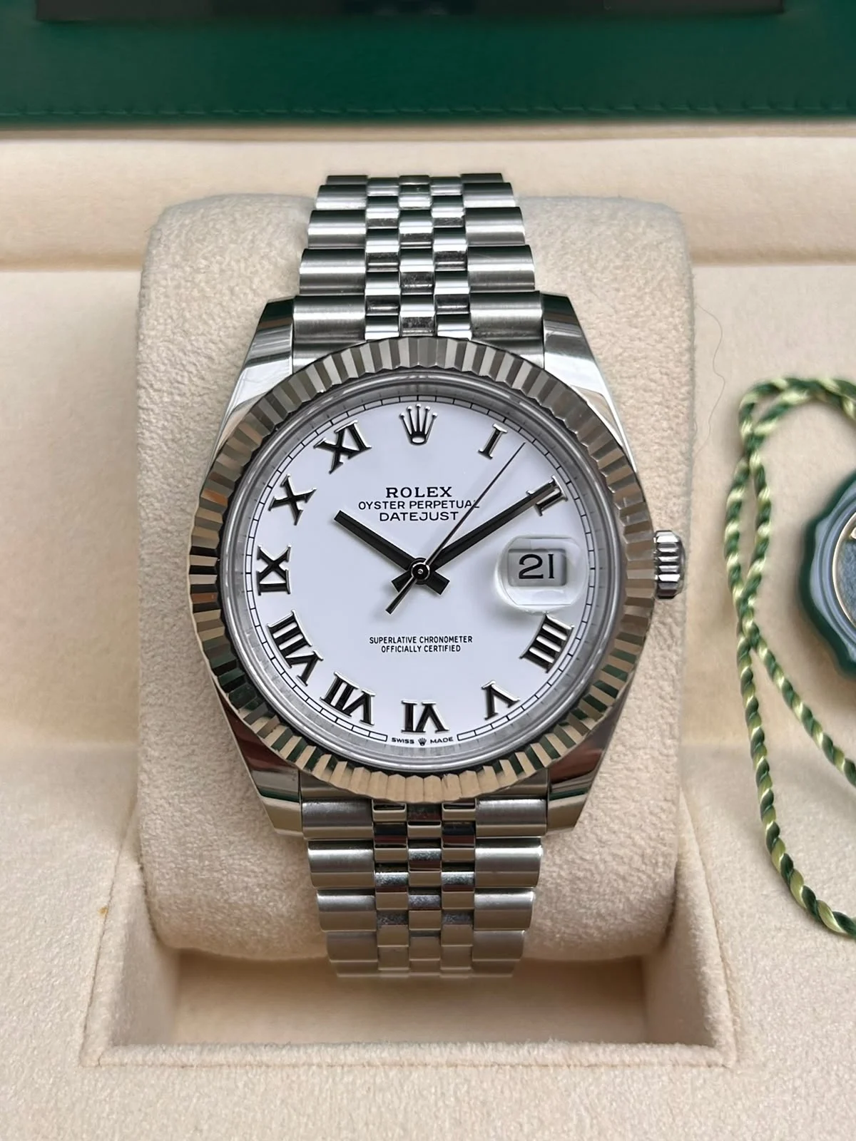 Rolex Date Just White Roman Dial